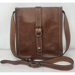 Patricia Nash Venezia Smooth Heritage Brown Crossbody Saddle Purse